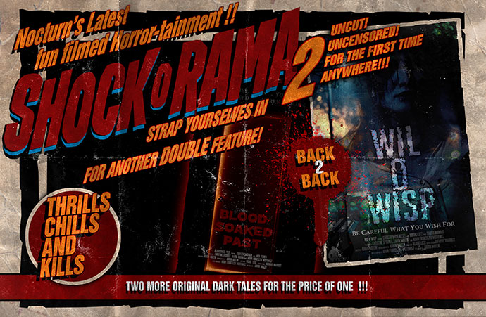 Nocturn's wallpaper layout for double feature Wil o Wisp and Blood Soaked Past