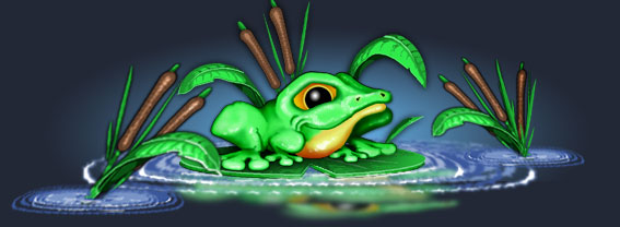 Cartoon frog on a lily-pad