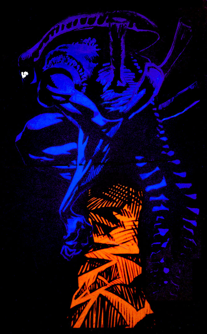 Crouching Alien Mural