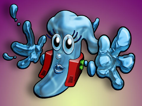 Water based cartoon character