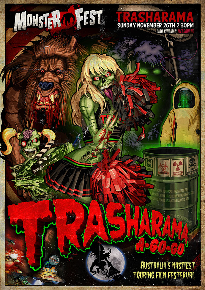 Promotional Poster for 2017's Trasharama film festival featured @ Monsterfest