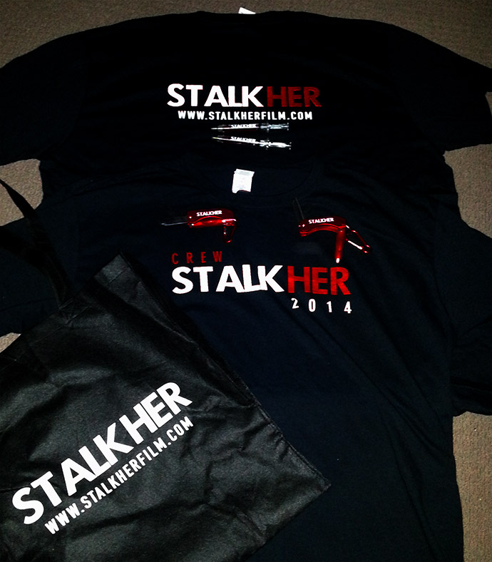 Vectored title art for the queensland Feature film Stalkher (2014) promotional material- syringe pens, utility knives, t-shirts, bags ect
