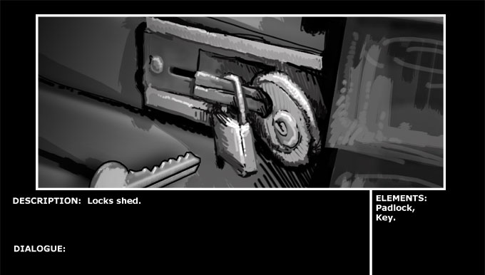 close up on locked shed