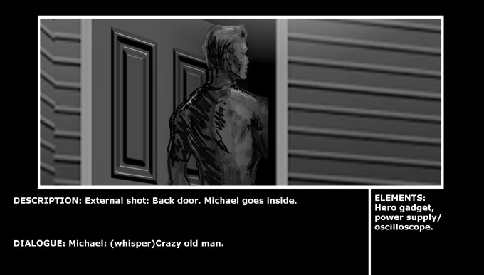 Michael goes inside.
