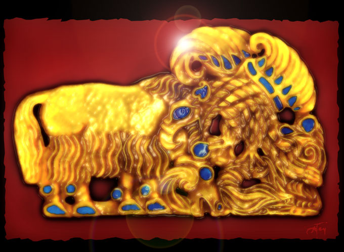 golden scythian belt buckle