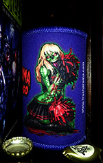 Trasharama agogo film festival 2015 purple stubbie holder featuring Sindee the undead cheerleader