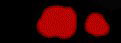 Large spots - the blood was travelling at a relatively low velocity.