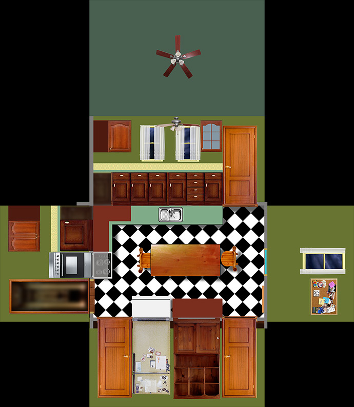 All walls of the Film Set and key elements are featured as flat surfaces...ergo the Foldy Box Title.